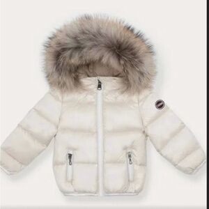 COLMAR Cream Puffer Jacket with Fur Trim